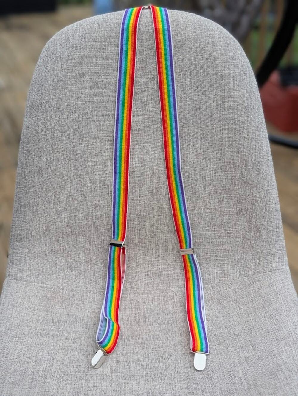 Vintage 80's Rainbow Adjustable Suspenders Elastic Unisex Pride Festival Retro